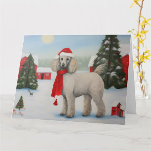 Carte Chien de caniche à Noël de neige