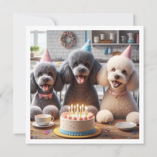 Carte chien de caniche, Anniversaire de caniche (Devant)