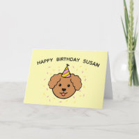 Chien de caniche | Anniversaire rose et jaune plié