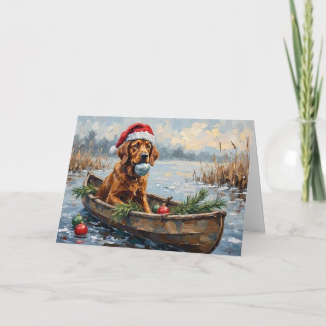 Carte Chien de chasse de Noël Retriever de la baie de Ch (Devant)