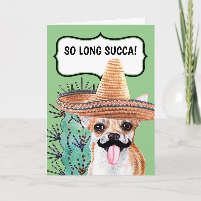 Carte Chien de chihuahua mexicain de cactus si long succ (Devant)