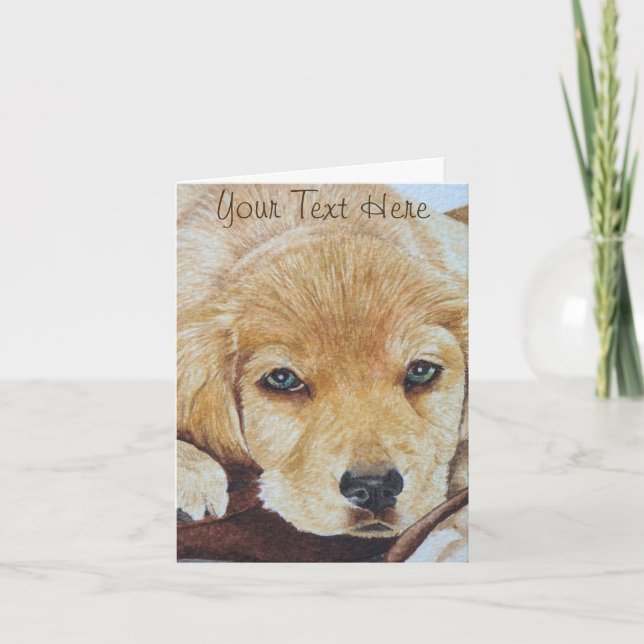 Carte chien de chiot de l'adorable golden retriever (Devant)
