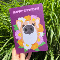 Chien de Corgi avec fleurs violet Personnalisé