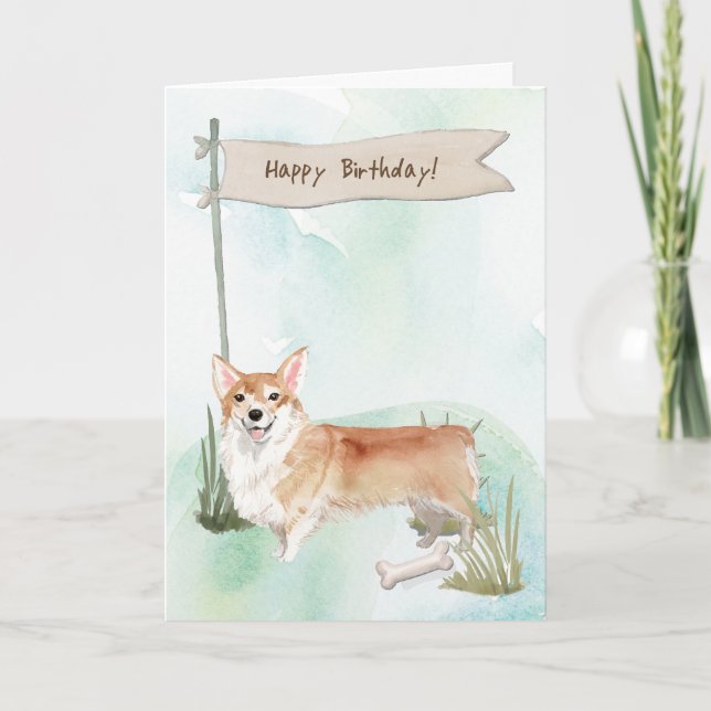 Carte Chien de Corgi sous signe d'anniversaire (Devant)
