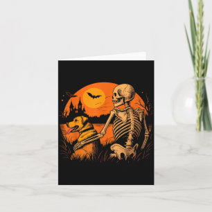 Carte Chien de coucher de soleil squelette Halloween chi