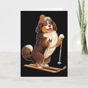 Carte Chien de dessin animé amusant qui aime skier