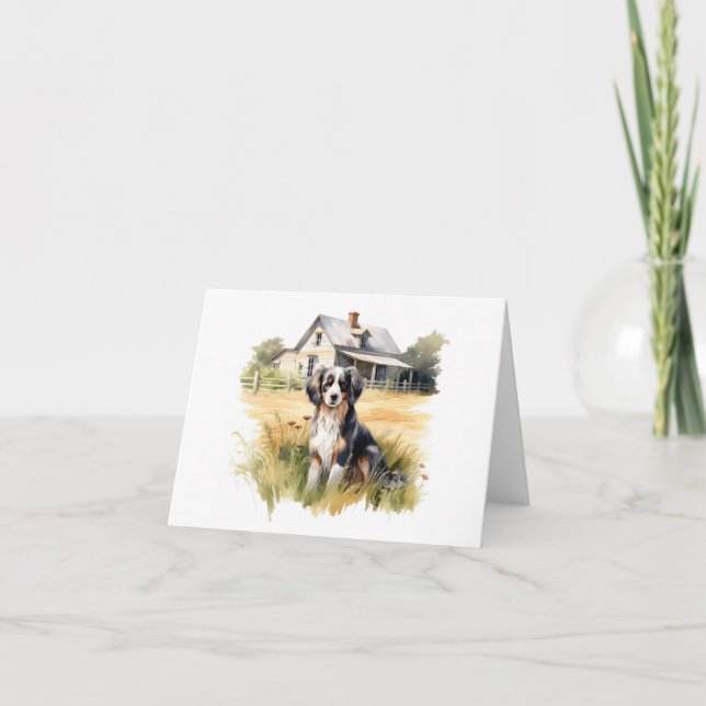 Carte Chien de ferme avec vieille ferme BLANC (Devant)