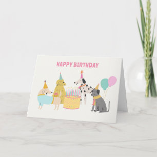 Carte Chien de fête couleurs pastel colorées 