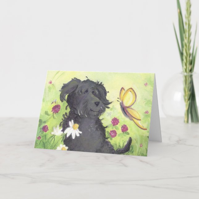 Carte Chien de griffonnage de Labradoodle/carte (Devant)