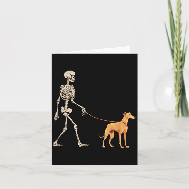 Carte Chien de Halloween drôle de Greyhound squelette qu (Devant)