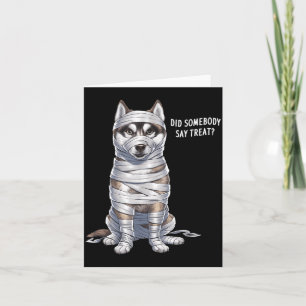 Carte Chien de Halloween Mummy Husky