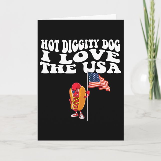 Carte Chien de Hot Diggity Drapeau américain des États-U (Devant)