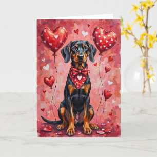 Carte Chien de la Saint-Valentin Black and Tan Coonhound