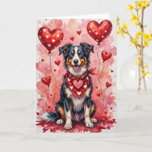 Carte Chien de la Saint-Valentin Border Collie avec des 