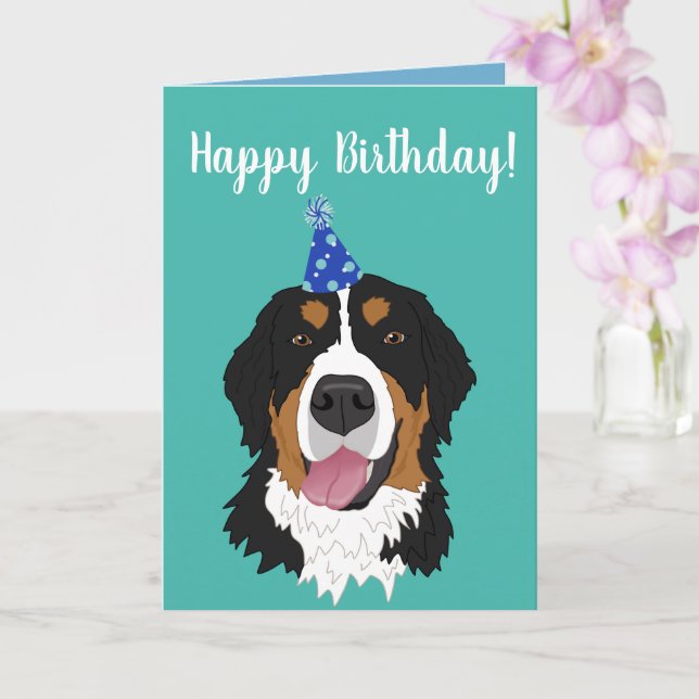 Carte Chien de montagne bernois Chiot Anniversaire (Orchidée)