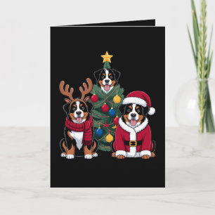 Carte Chien de montagne bernois de Noël Santa arbre de N