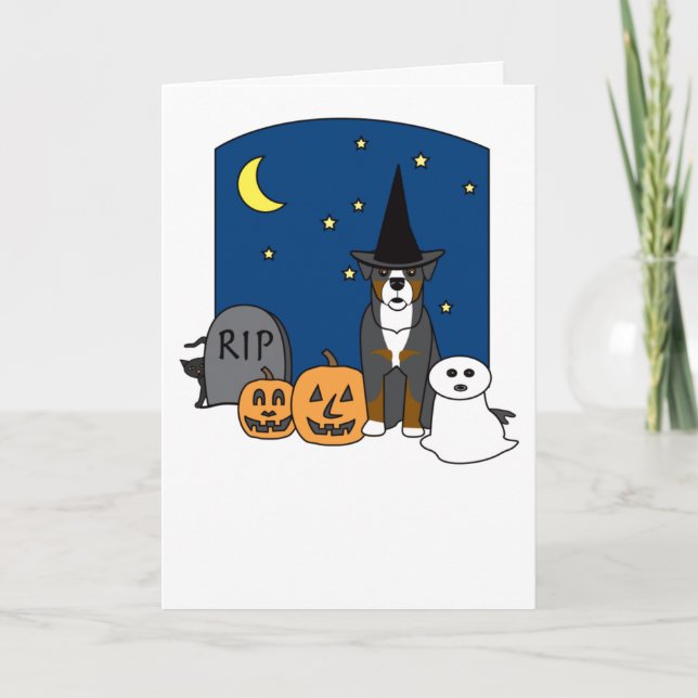 Carte Chien de montagne de Bernese Halloween (Devant)