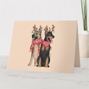 Carte Chien de Noël Christmas Doberham Berger Allemand