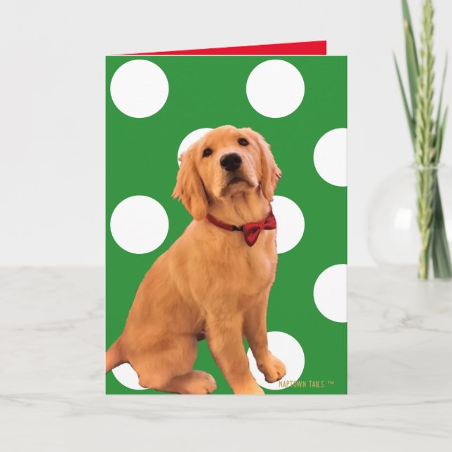 Carte chien de Noël doré (Devant)