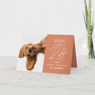 Carte Chien de Noël drôle ruff année en revue