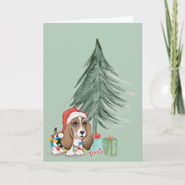 Carte Chien de Noël en feu (Devant)