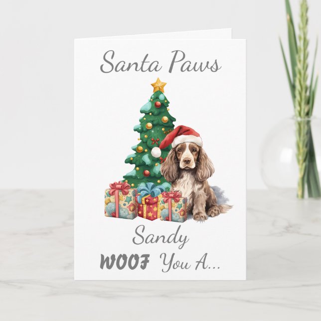 Carte Chien de Noël personnalisable Cocker Spaniel (Devant)