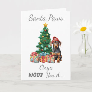Carte Chien de Noël personnalisable Mini Pinscher