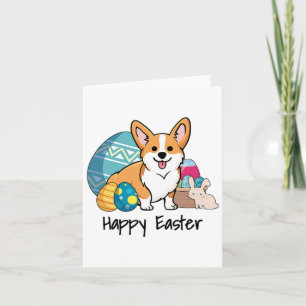 Carte Chien de Pâques Corgi heureux Pâques