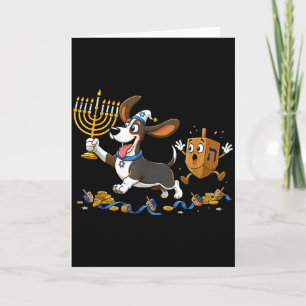 Carte Chien de pari drôle Dreidel Menorah Hanukkah Enfan