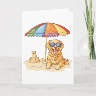 Carte Chien de plage Golden Retriever