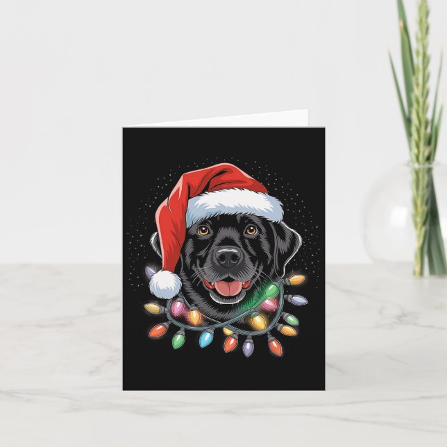 Carte Chien de pyjama à lumière de sapin de Noël Labrado (Devant)