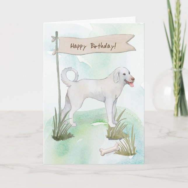 Carte Chien de race Akbash sous signe d'anniversaire (Devant)