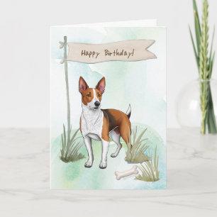 Carte Chien De Race Basenji À L'Extérieur Sous Le Pannea