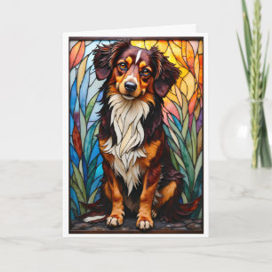 Carte Chien de race mixte de style vitrail 
