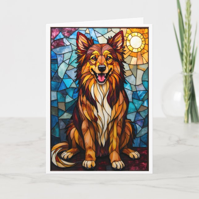 Carte Chien de race mixte de style vitrail  (Devant)