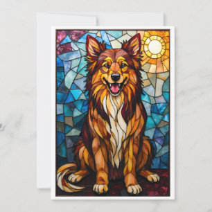 Carte Chien de race mixte de style vitrail plat