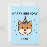 Chien de Shiba Inu | Plat d'anniversaire bleu et o