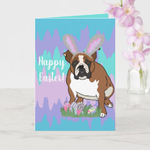 Carte Chien de taureau anglais personnalisable Pâques