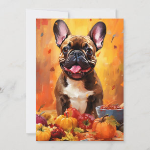 Carte Chien de taureau français Thanksgiving d'automne