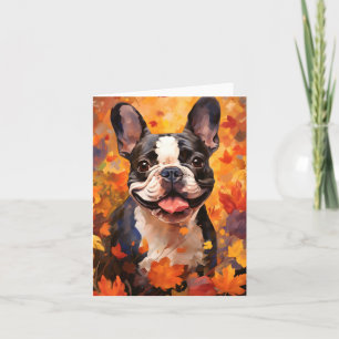 Carte Chien de taureau français Thanksgiving d'automne