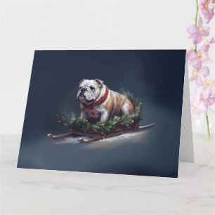 Carte Chien de taureau neige hiver