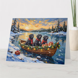 Carte Chien de Terre-Neuve Noël Bateau Fêtes