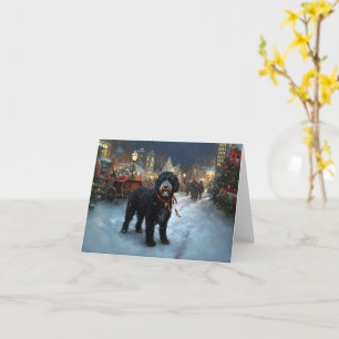 Carte Chien d'eau portugais période de fêtes de Noël
