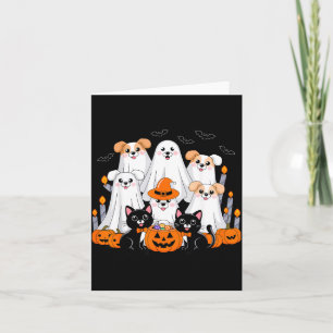 Carte Chien d'Halloween déguisé en fantôme Chien d'Hallo