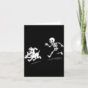 Carte Chien d'Halloween Drôle Squelette Squelette Chassa