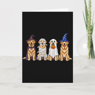 Carte Chien d'Halloween Retriever doré Fantôme Amoureux 