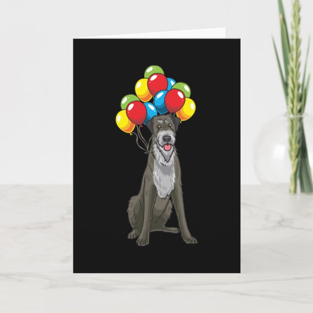 Carte Chien d'Irlande Wolfhound avec Ballons (Devant)