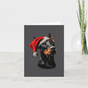 Carte Chien Doberman Amusant Lumières de Noël Chapeau de