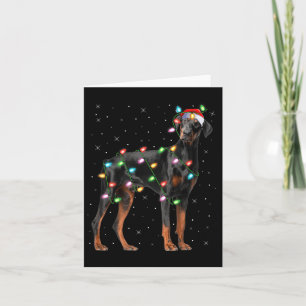 Carte Chien Doberman Noël Lumières Santa Animal de compa