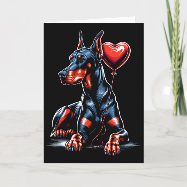 Carte Chien Doberman Saint-Valentin Propriétaire de chie (Devant)